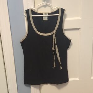 Odille Black Tank with Cream Tie Trim